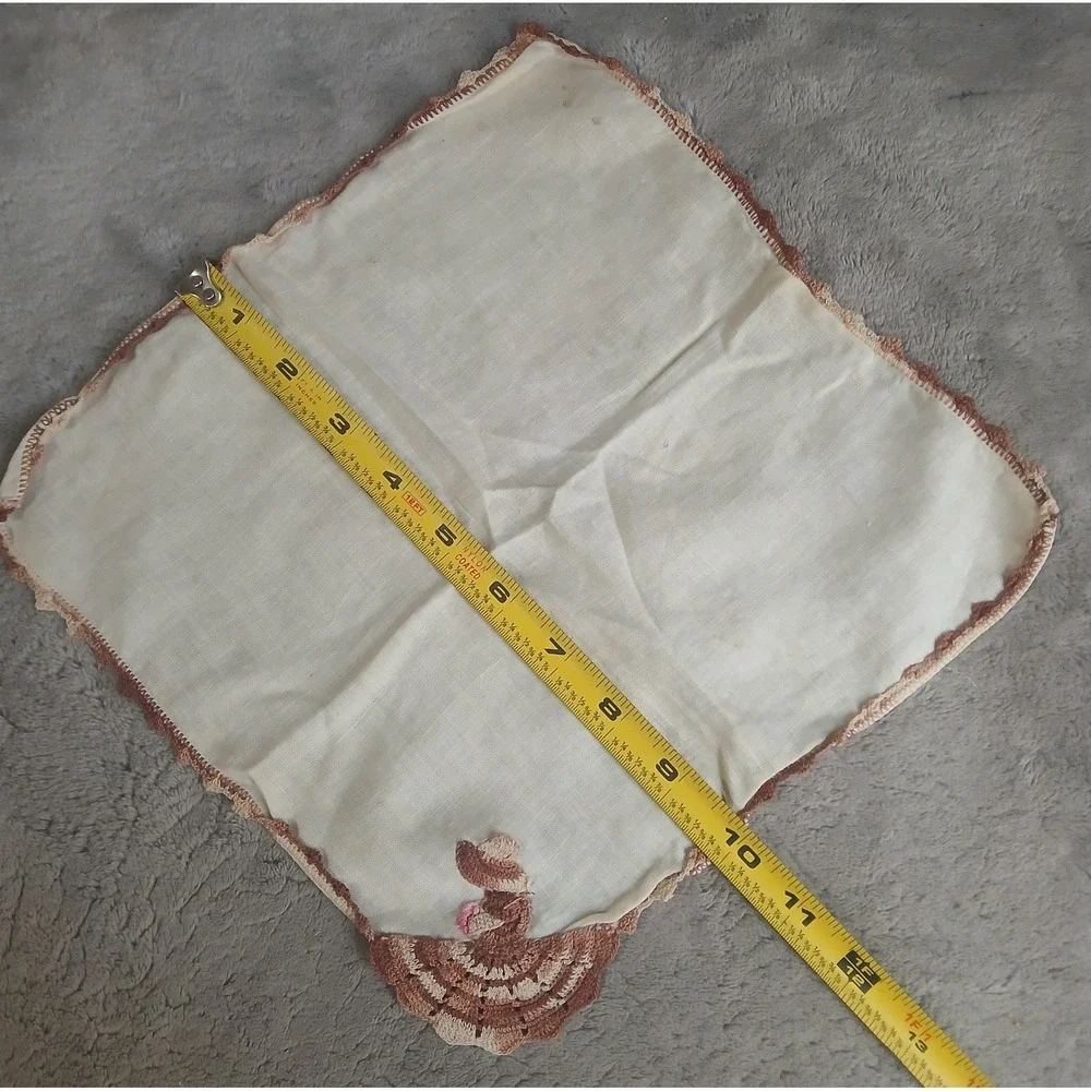 Vintage Crochet‎ Butterfly Southern Belle Handkerchief Set of 3 Linen Handmade